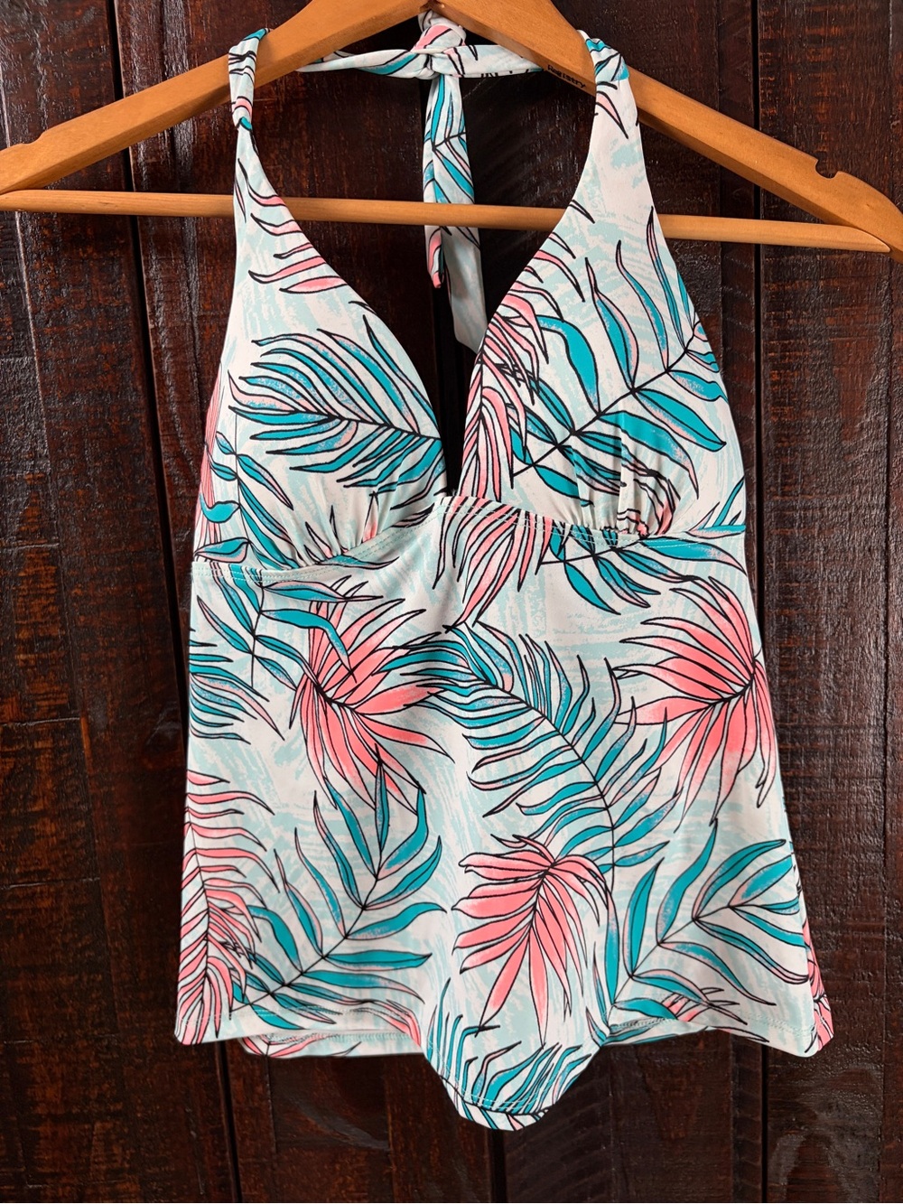 Salt & Cove Pastel Floral Halter Push Up Tankini Top, Medium